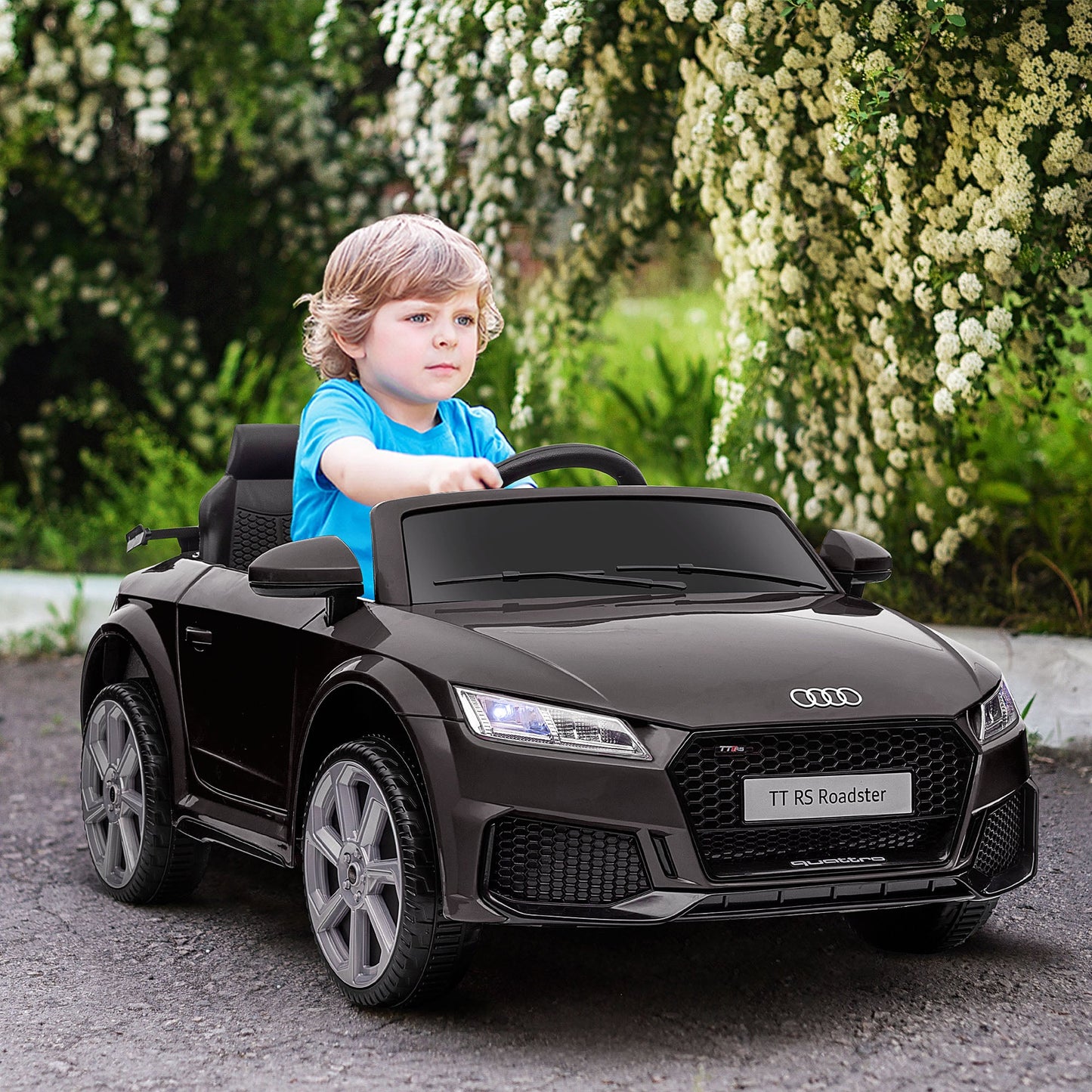Electric Ride-On Car for Kids 3-5 Years AUDI TT with Remote Control, Opening Doors and LED Headlights, Black