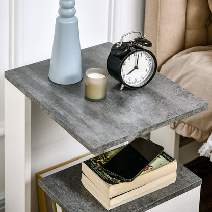 NEW Design Chipboard Open Shelf Nightstand, 35x29.5x60 cm, Grey and White