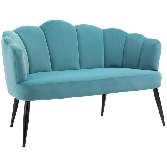 Aqua Marine Shell Design 2 Seater Velvet Sofa ( 132x66x80cm )