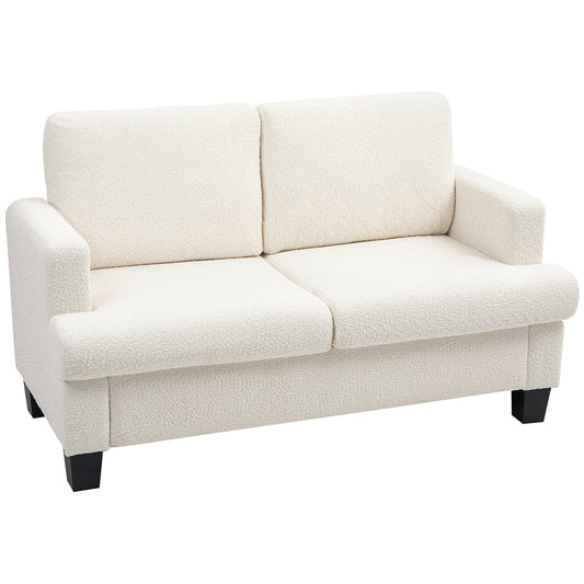 2 Seater Modern Chenille Sofa with Removable and Washable Cushions, 138x70x80 cm, Cream White