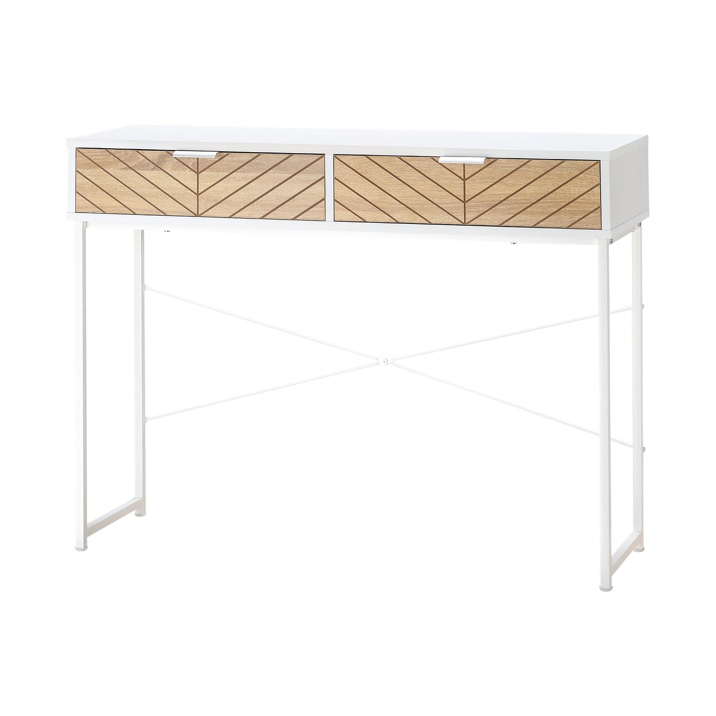 Modern Console Table for Entryway and Living Room with 2 Metal Drawers 100x30x75cm - White