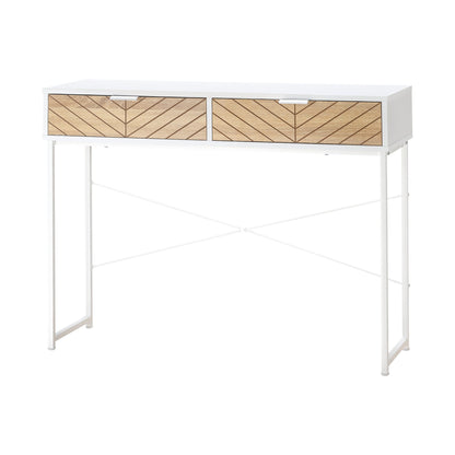 Modern Console Table for Entryway and Living Room with 2 Metal Drawers 100x30x75cm - White
