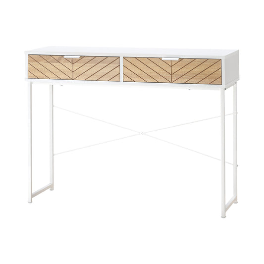 Modern Console Table for Entryway and Living Room with 2 Metal Drawers 100x30x75cm - White