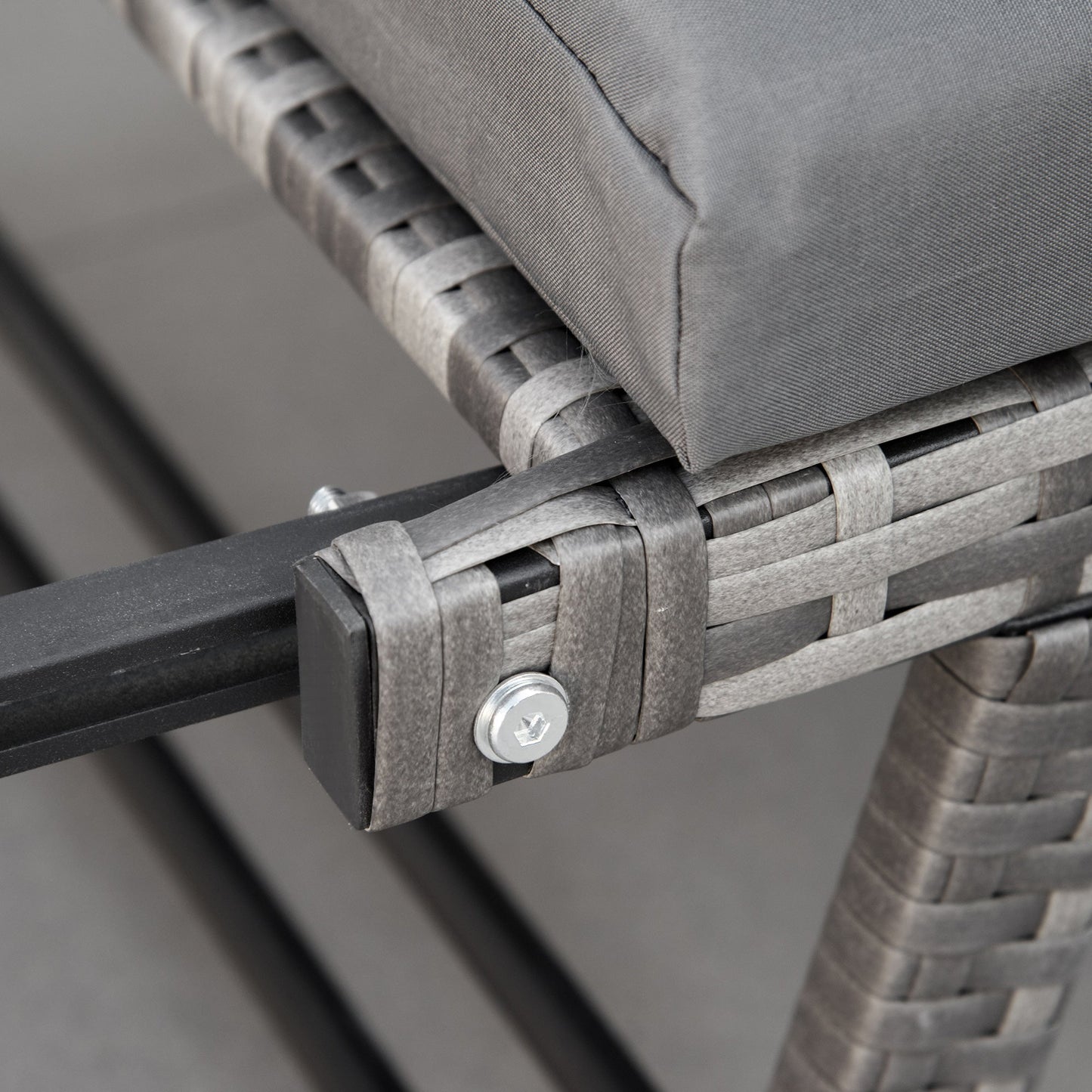 2 Seater Rattan Garden Sofa with Padding and Folding Armrests, 129x63x67cm, Grey