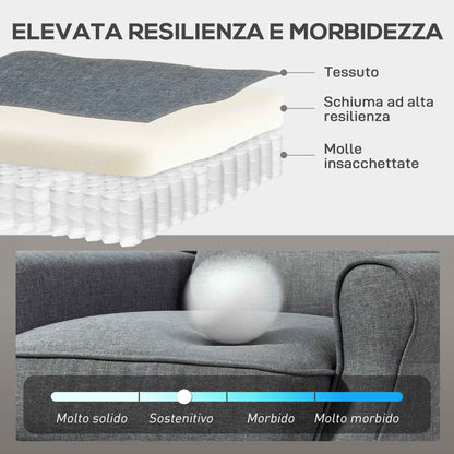 132° Max Reclining Chair in Linen Effect Fabric with Footrest, 74x84x102 cm, Grey