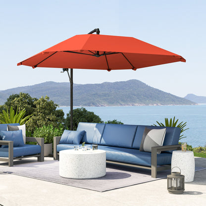 Cantilever Umbrella with Adjustable Cover and Cross Base, in Metal and Polyester, 260x304x245 cm, Bordeaux