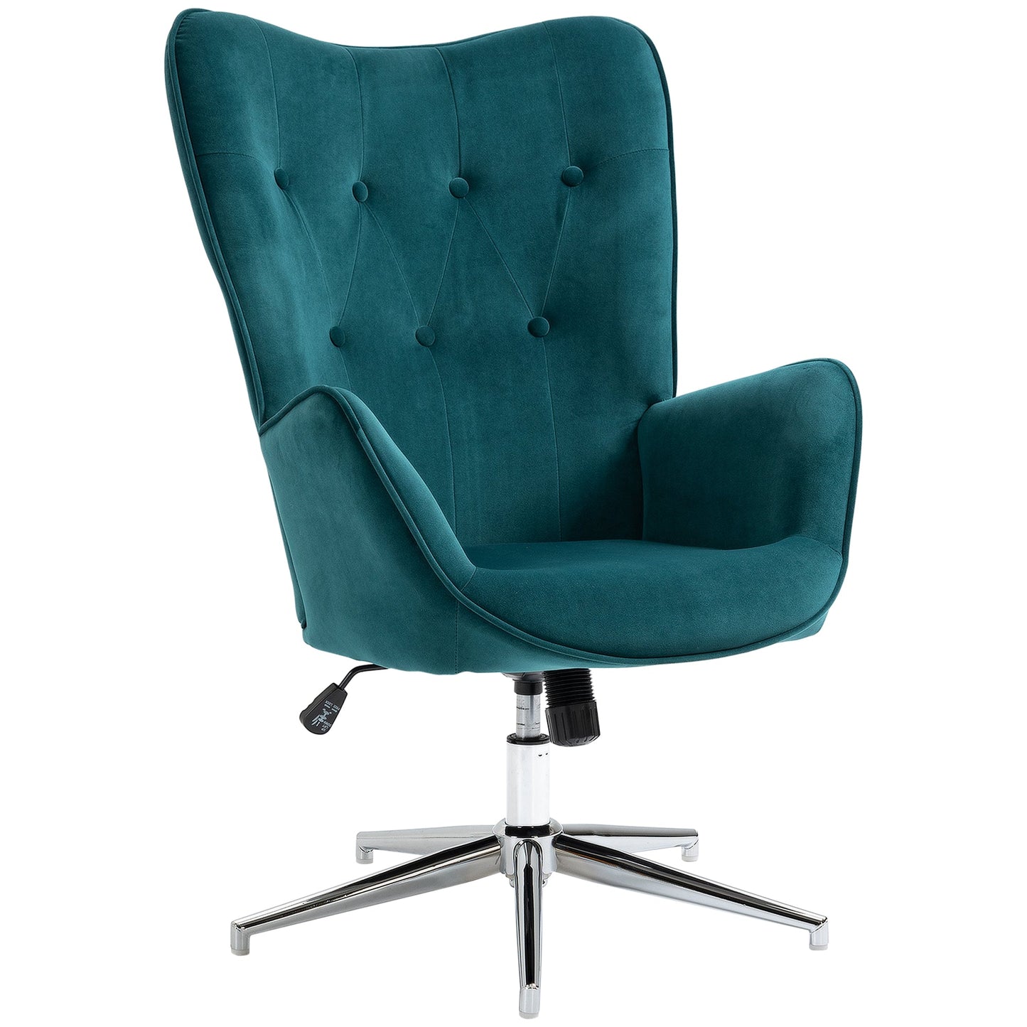 Velvet Office and Living Room Chair, Swivel with Armrests and Adjustable Height, Blue