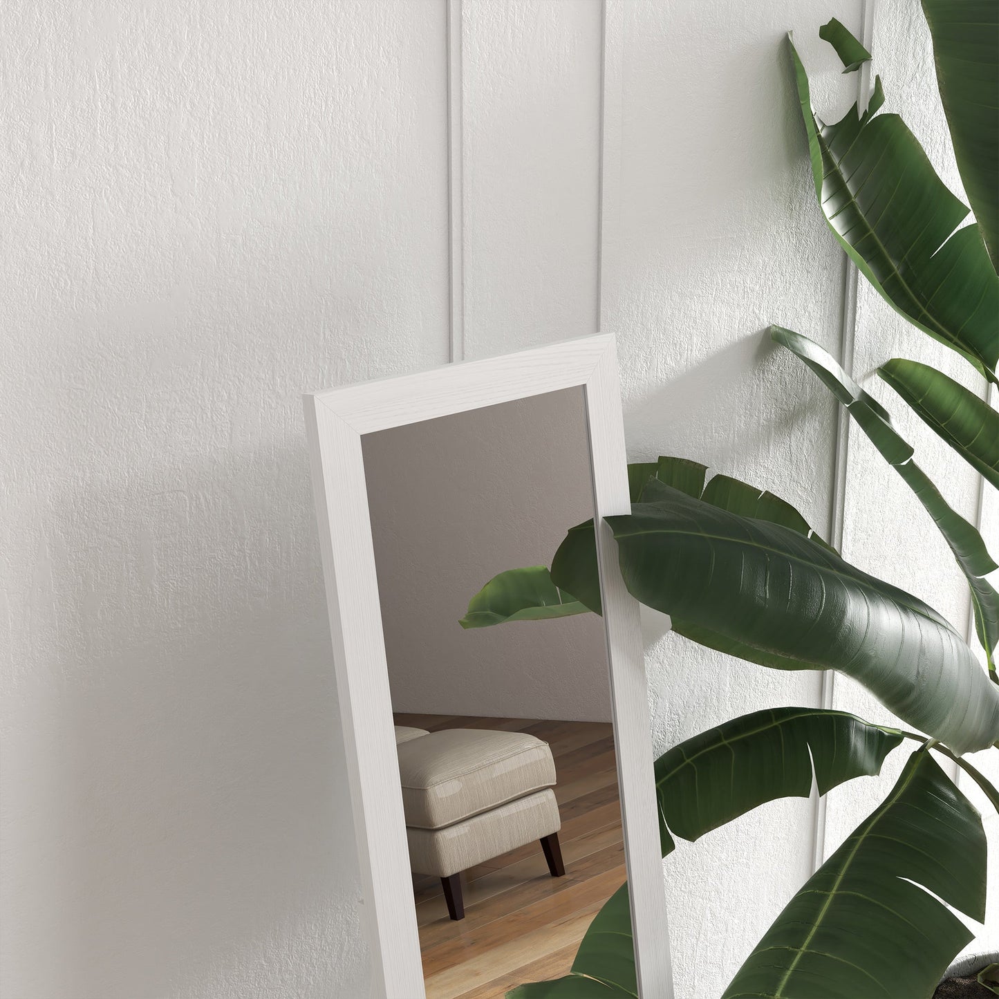 Mirror with MDF Frame with Feet and Hooks for Wall or Wall Mounted Use, 37x40x155 cm