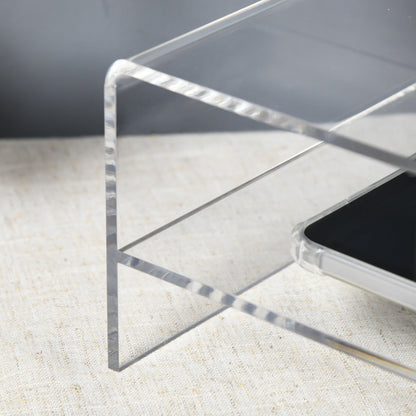 24" Max PC Monitor Stand with 2 Open Shelves, Transparent Acrylic, 50.8x19x12 cm
