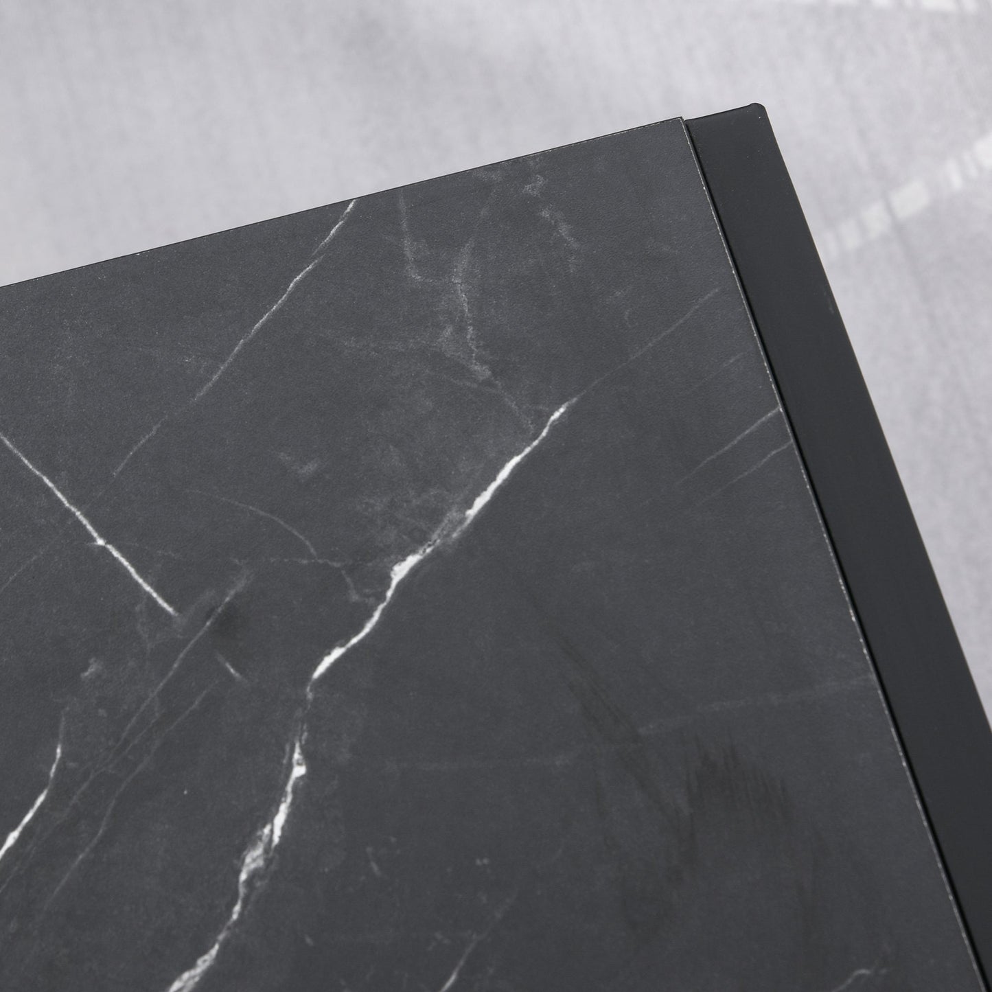 MALORCA | Black Marble Effect Coffee Table with Lower Shelf for Living Room or Office, 106x50x45cm