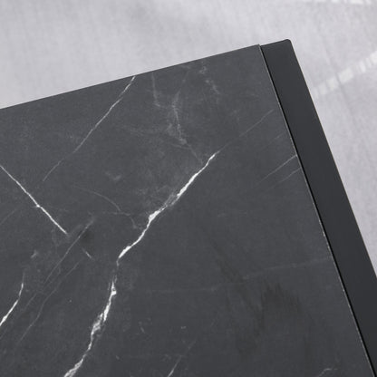 MALORCA | Black Marble Effect Coffee Table with Lower Shelf for Living Room or Office, 106x50x45cm