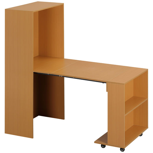Folding Dining Table max 3 People, in Chipboard and Steel, 75x144x144.5 cm, Wood color
