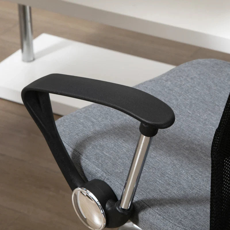 Grey Fabric Office Chair, Ergonomic Swivel Desk Chair, 60 x 66 x 91-101cm