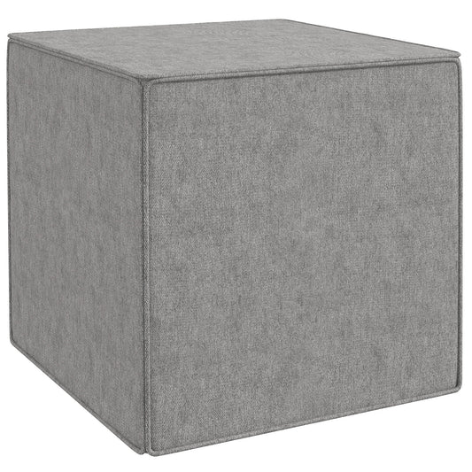 Square Footstool 2 in 1 with Removable Linen Effect Fabric Cover, 41x41x41 cm, Light Grey