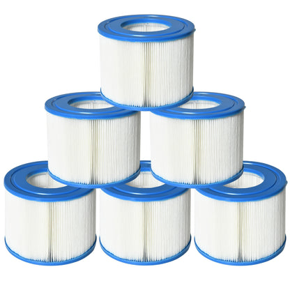 Set of 6 Filters for Inflatable Pools and Spas in Non-Woven Fabric, Ø10.5x8cm, Blue and White