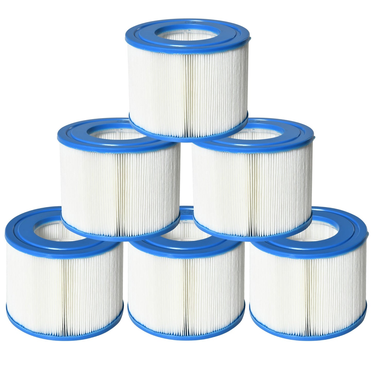 Set of 6 Filters for Inflatable Pools and Spas in Non-Woven Fabric, Ø10.5x8cm, Blue and White