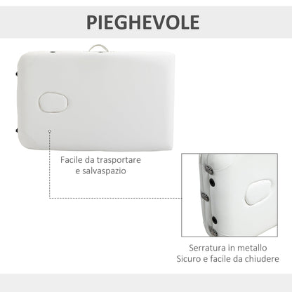 Portable Folding Professional Massage Table in White Aluminum 215x81x61-84cm