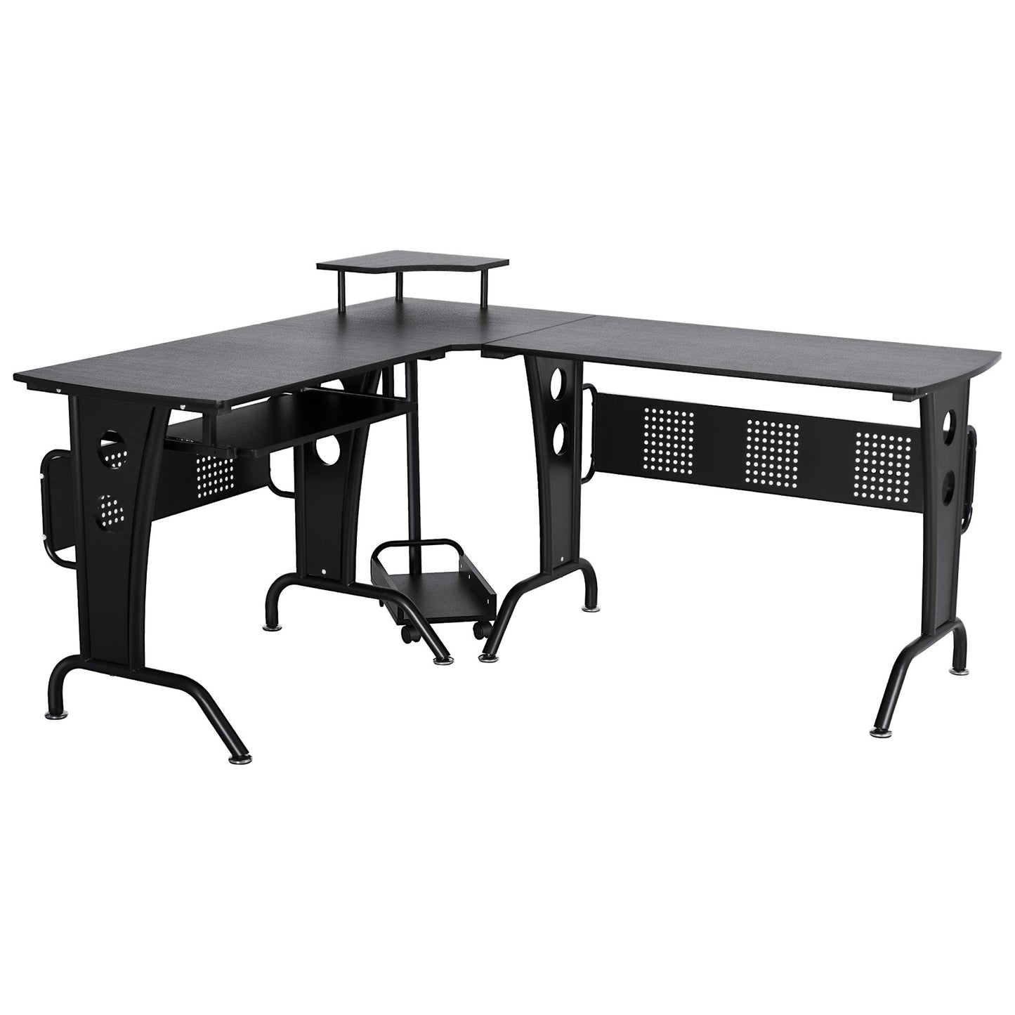 Desk Angular Gaming and Salvaspazio with black removable keyboard shelf