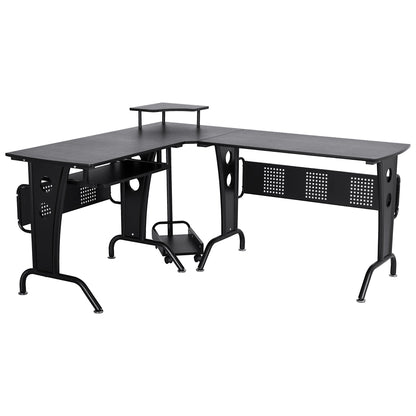 Desk Angular Gaming and Salvaspazio with black removable keyboard shelf