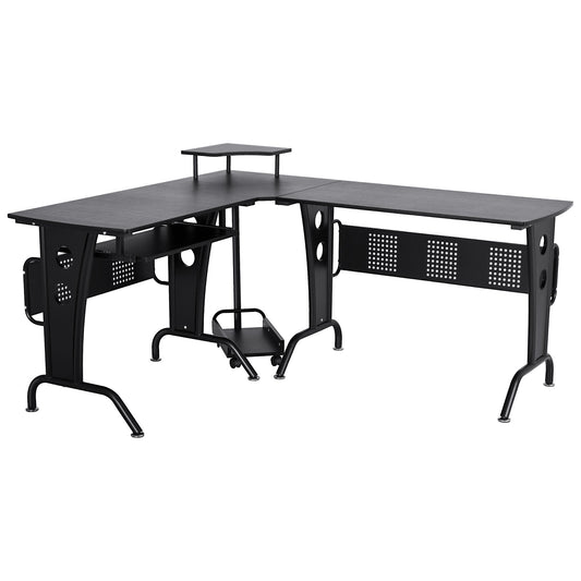 Desk Angular Gaming and Salvaspazio with black removable keyboard shelf