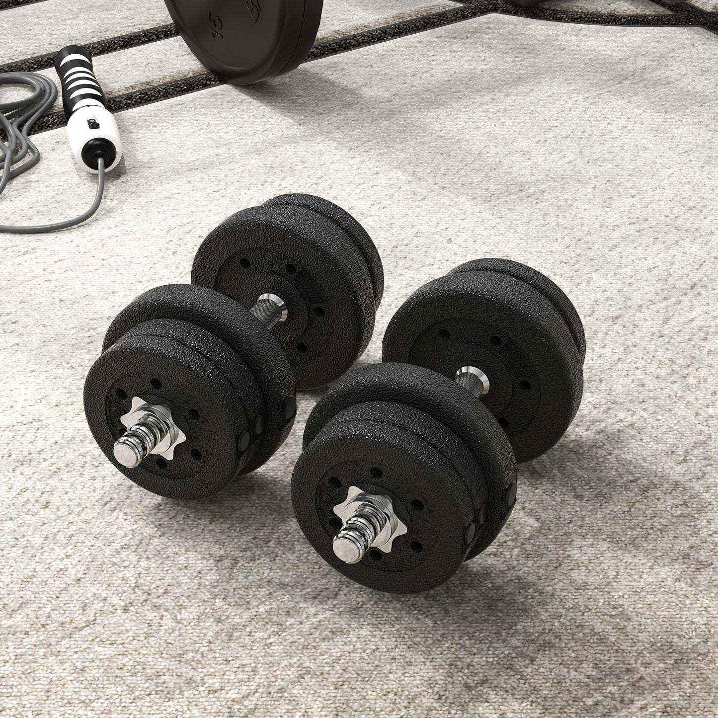25kg Total Gym Dumbbell Set with 12 Weight Discs and 2 x 2kg Bars, Black