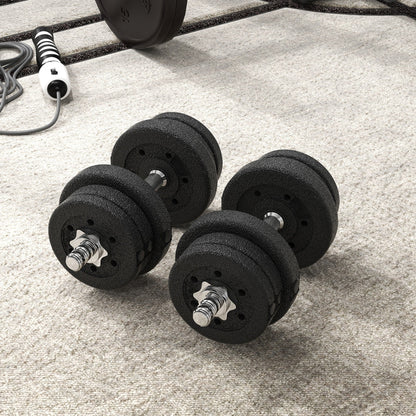 25kg Total Gym Dumbbell Set with 12 Weight Discs and 2 x 2kg Bars, Black
