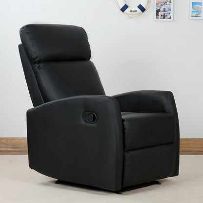 Reclining Relax Chair, Adjustable and Ergonomic, PU Leather with Padding, for Home and Office, 65x92x100 cm, Black