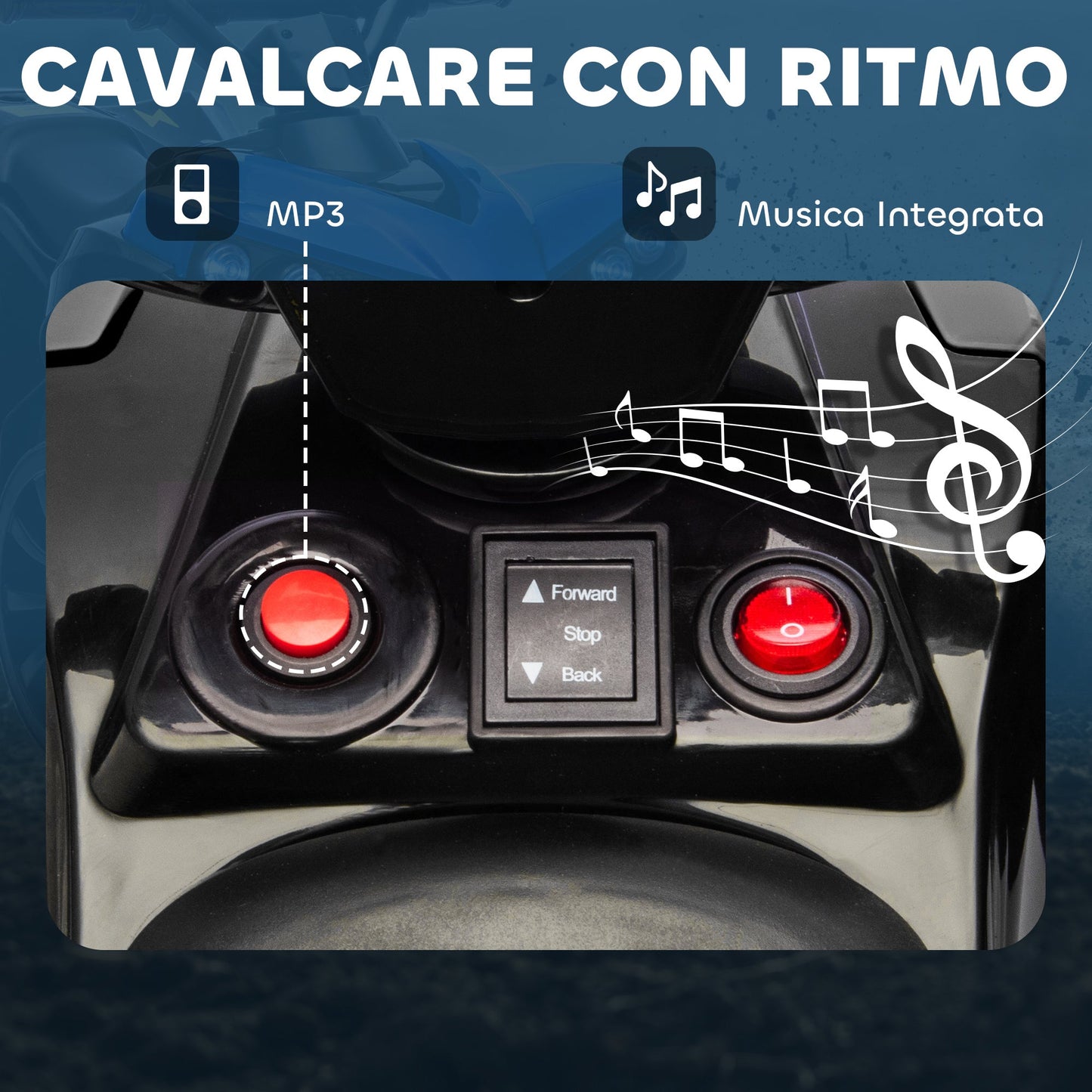 Kids Electric Quad Bike ATV with 6V Rechargeable Battery, LED Headlights and Music, Ages 3-8 Years, Blue