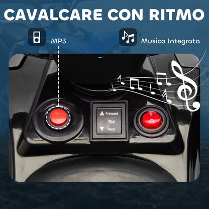 Kids Electric Quad Bike ATV with 6V Rechargeable Battery, LED Headlights and Music, Ages 3-8 Years, Blue