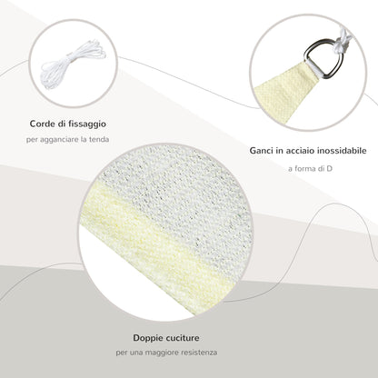 Triangle Sail Shade Lightweight Water Resistant Fabric Blocks 90% UV Rays HDPE (High Density Polyethylene) Cream 5x5x5m