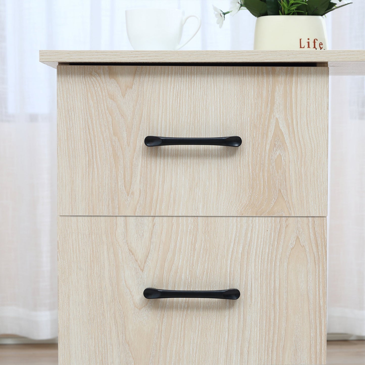 Modern PC Desk per room with 3 drawers and 3 wooden shelves for home and office 120x49x72cm