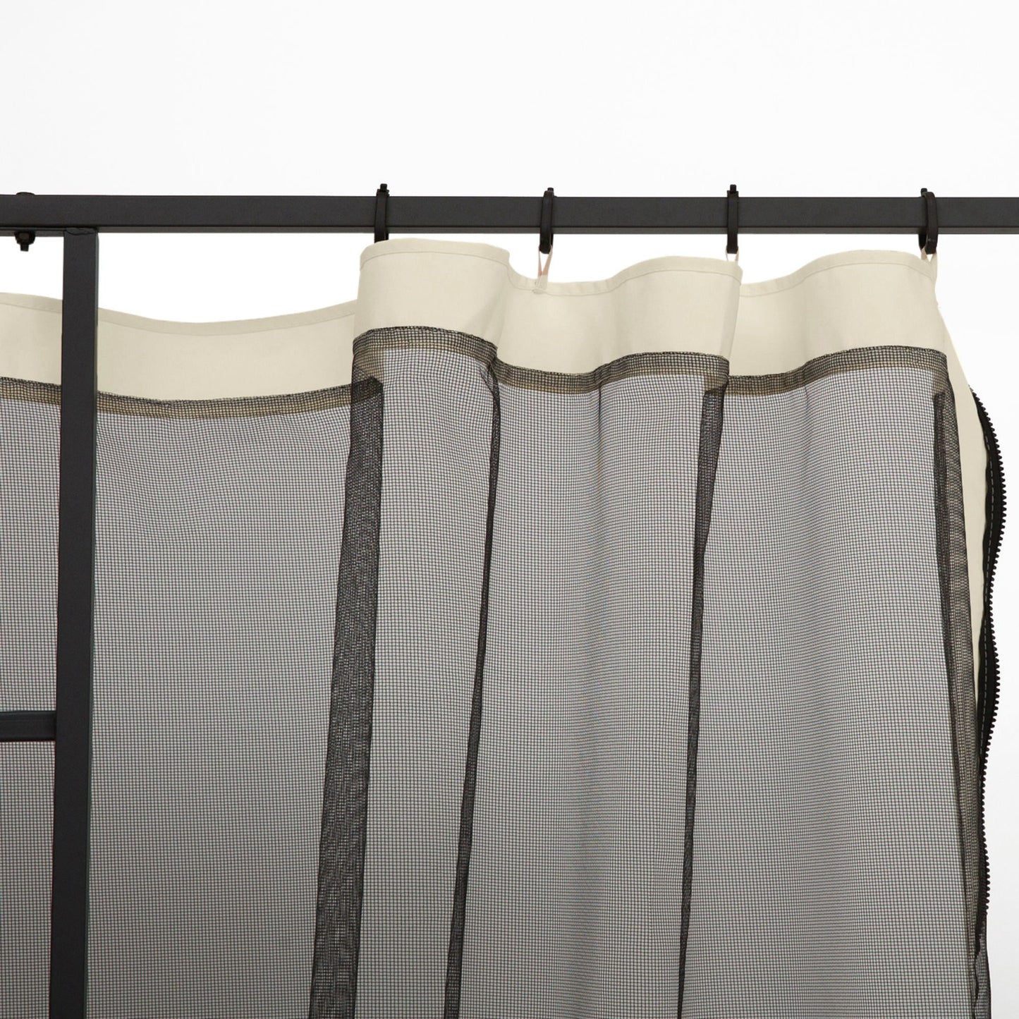 Universal Replacement Gazebo Mosquito Net with Zippers, 302x207cm - Black and Beige