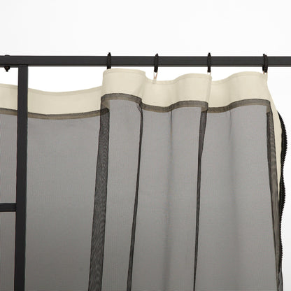 Universal Replacement Gazebo Mosquito Net with Zippers, 302x207cm - Black and Beige