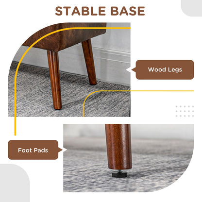 Padded Bedside Bench and Entrance Bench with PU Covering, 114x38x42cm, Brown