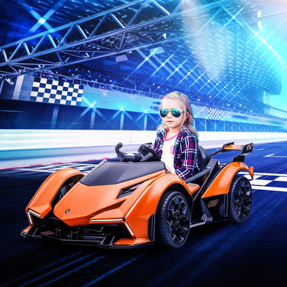 Lamborghini Children's Electric Car with Remote Control, LED Headlights and Music, Ages 3+ Years, Orange