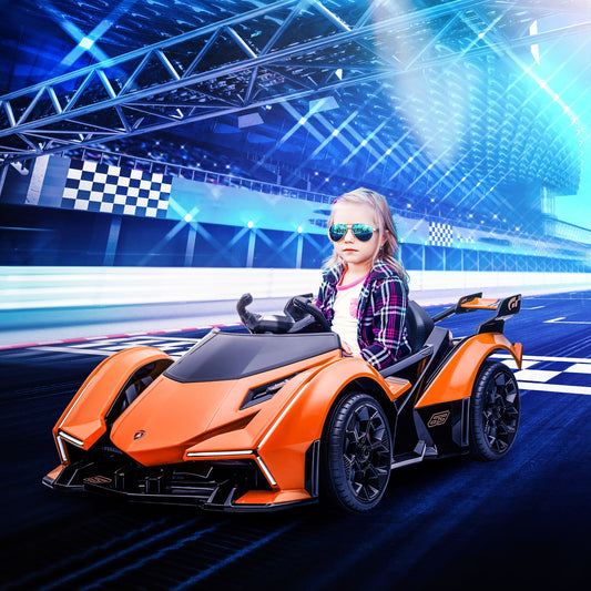 Lamborghini Children's Electric Car with Remote Control, LED Headlights and Music, Ages 3+ Years, Orange