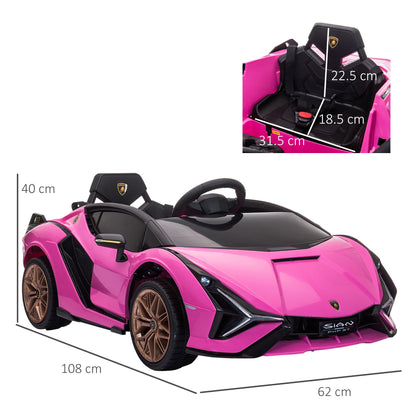 Electric Car for Children 3-5 Years Lamborghini 12V with Remote Control and Speed 3-5km/h, Pink