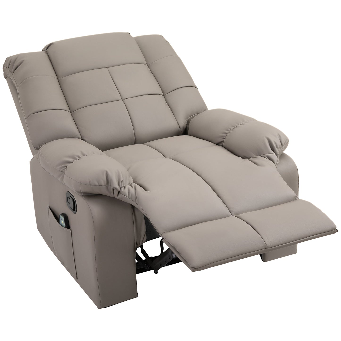 Relax Armchair with 8 Massage Points and 165° Reclining in Faux Leather, Grey