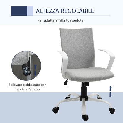 Ergonomic and swivel from office chair, adjustable height in Grey fabric, 61x61x89-99cm