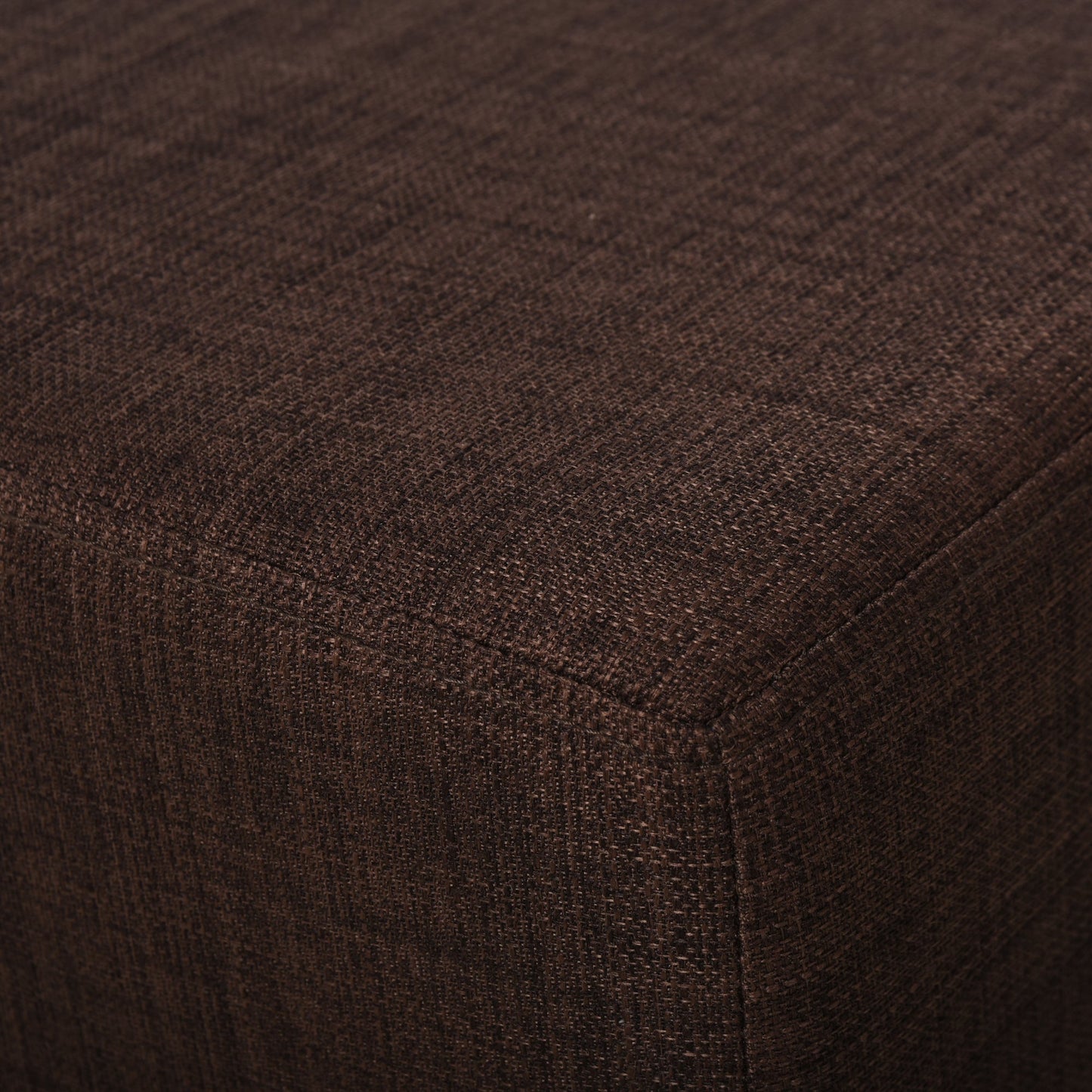Pouf Footstool in Linen Effect Fabric Padded, 40x30x24cm, Dark Brown