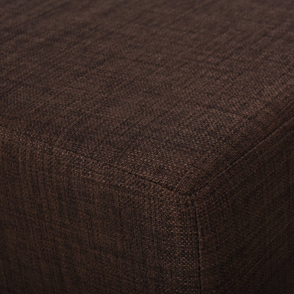 Pouf Footstool in Linen Effect Fabric Padded, 40x30x24cm, Dark Brown