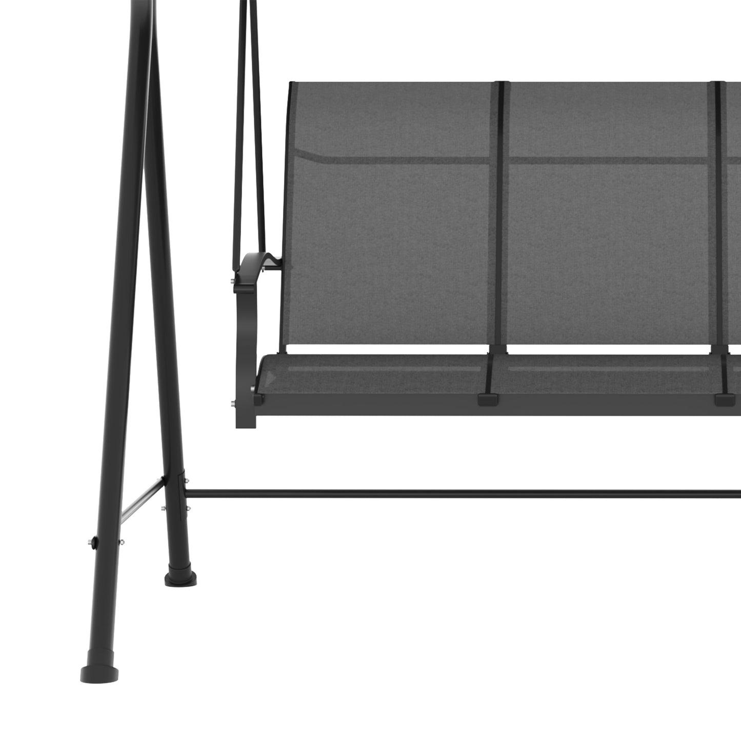 3 Seater Garden Swing with Adjustable Sun Canopy, 195x118x170 cm, Dark Grey