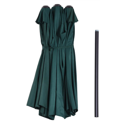 Double Garden Umbrella with Crank Opening, in Steel and Polyester, 455x265x238cm, Dark Green