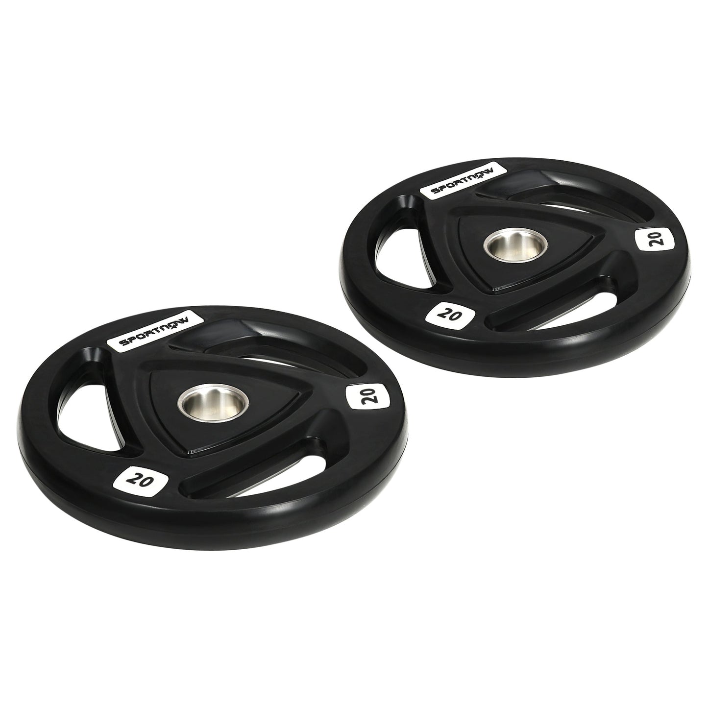 Set of 2 20kg Steel Weight Discs with Rubber Coating for Barbell