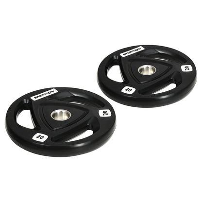 Set of 2 20kg Steel Weight Discs with Rubber Coating for Barbell