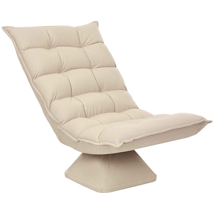 360° Swivel Relaxing Chair with 5-Position Adjustable Backrest in Linen-Effect Fabric, Beige