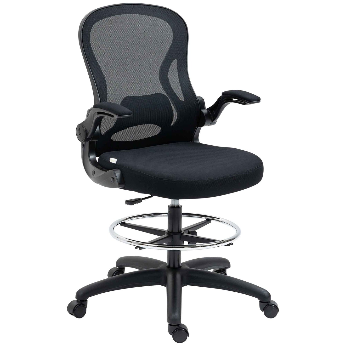 Office Chair with Lumbar Support, Adjustable Height and Flip-Up Armrests, 59x65x102-122 cm, Black