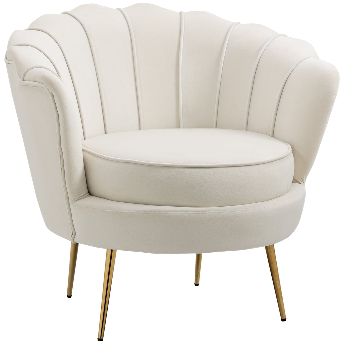 Vintage Style Design Armchair Upholstered in Velvet, 79x77x77cm, Cream