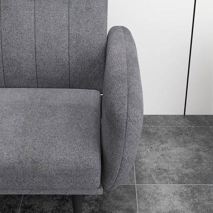 3 Seater Sofa Bed with 3-Level Reclining Backrest in Fabric, 208x84x82cm, Grey