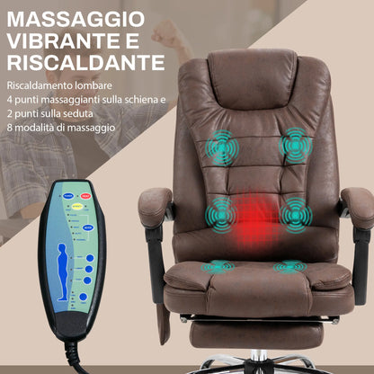 Office Chair Massage with Heat, Reclining and Adjustable Height, Brown